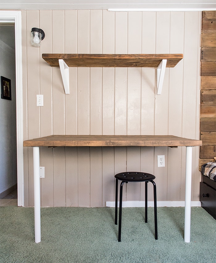 Simple DIY Wall Desk, Shelf & brackets (for under $23!) - Jenna Sue Design