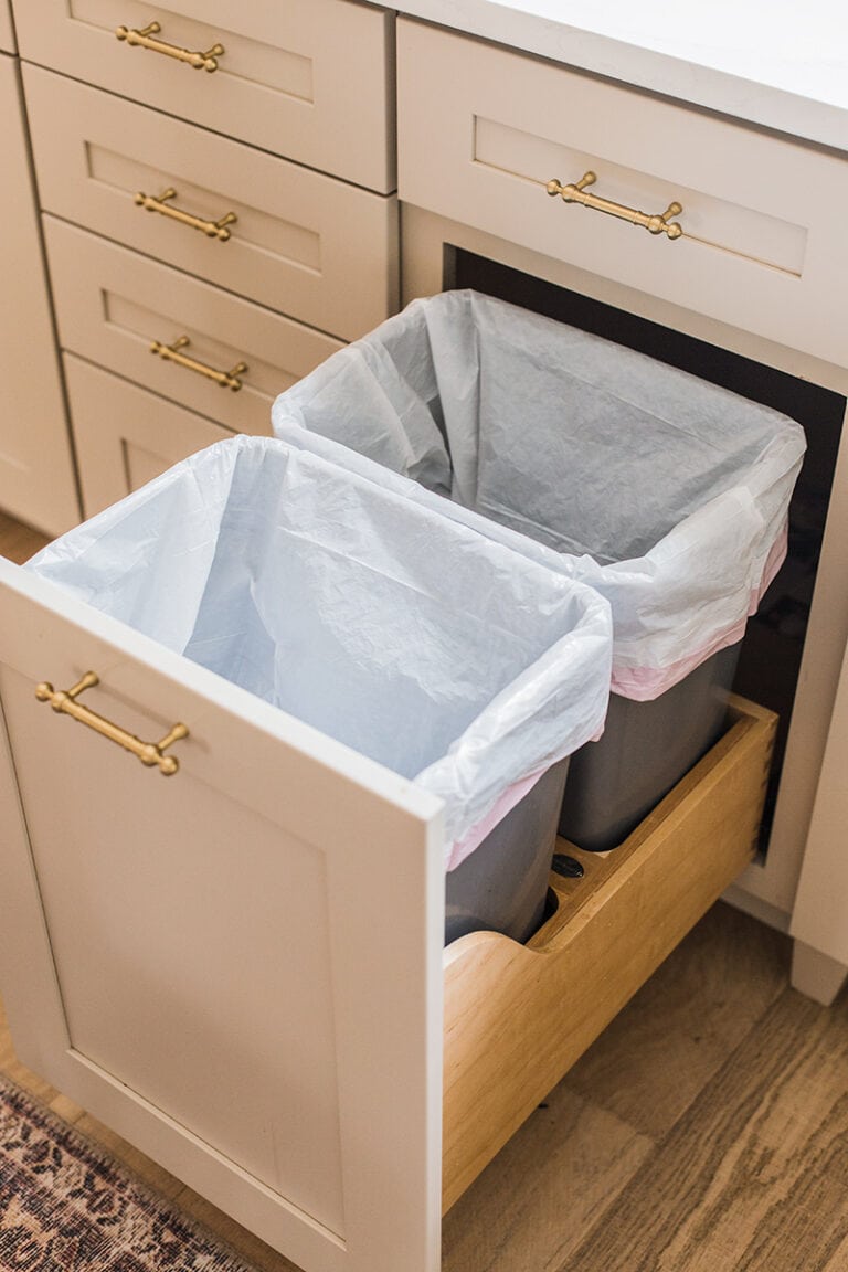 How We Organized Our Kitchen Drawers And Cabinets Jenna Sue Design   Trash Drawer Pullout 768x1152 