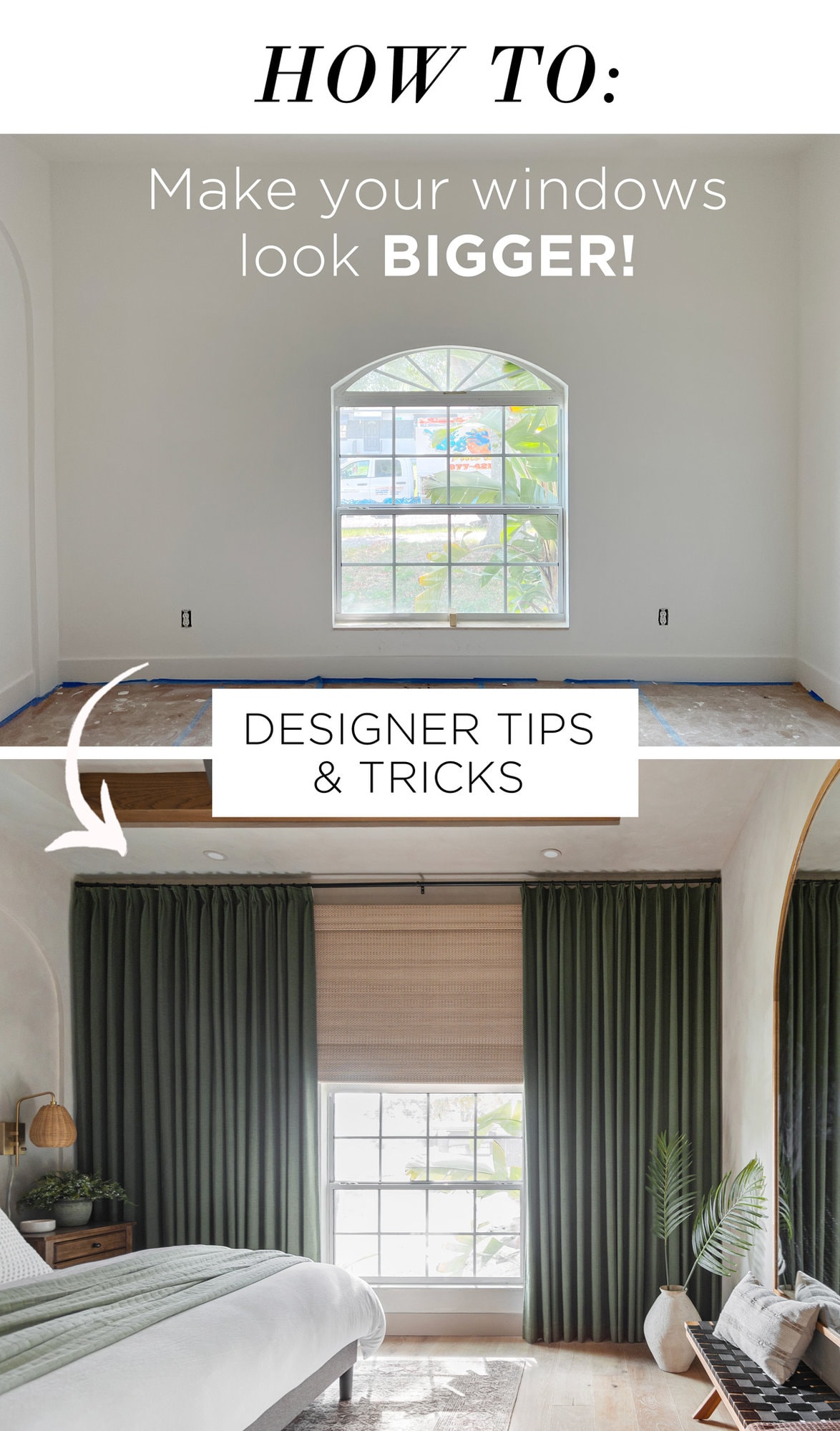 How to make windows look bigger with curtains and shades - Jenna Sue Design